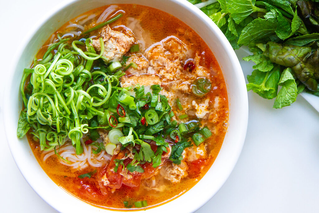 A10. Bún Riêu / Minced Crab & Pork in Tomato-infused base